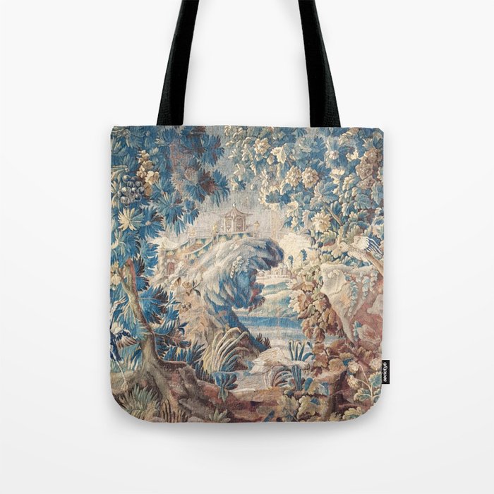 Antique 18th Century Chinoiserie Temple Aubusson Tapestry Tote Bag Gallery Image 1
