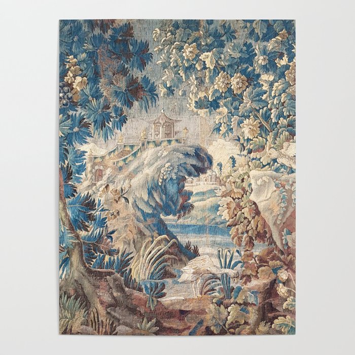 Antique 18th Century Chinoiserie Temple Aubusson Tapestry Poster Gallery Image 1