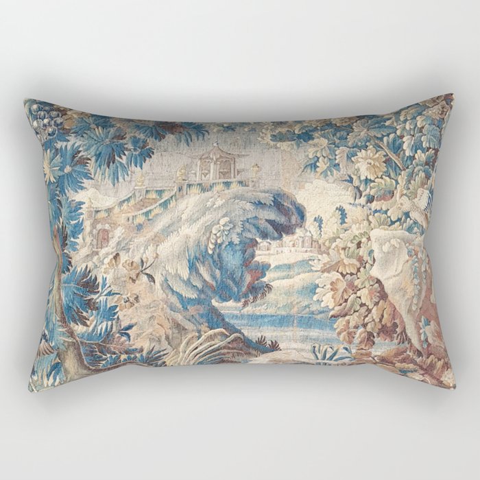 Antique 18th Century Chinoiserie Temple Aubusson Tapestry Rectangular Pillow Gallery Image 2