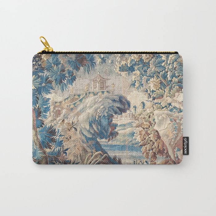 Antique 18th Century Chinoiserie Temple Aubusson Tapestry Carry All Pouch Gallery Image 1