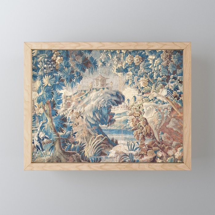 Antique 18th Century Chinoiserie Temple Aubusson Tapestry Mini Art Print Gallery Image 1