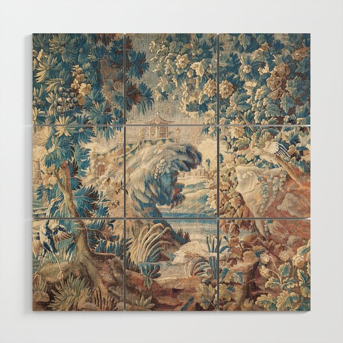 Antique 18th Century Chinoiserie Temple Aubusson Tapestry Wood Wall Art Gallery Image 1