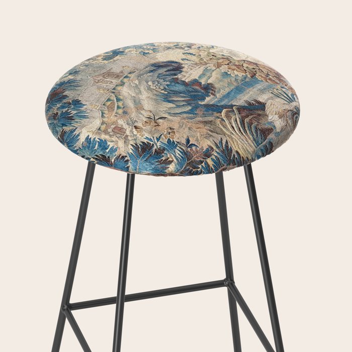 Antique 18th Century Chinoiserie Temple Aubusson Tapestry Stool Gallery Image 2