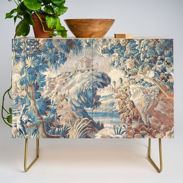 Antique 18th Century Chinoiserie Temple Aubusson Tapestry Credenza Gallery Image 1