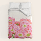 Pink Gerbera Daisy watercolor Duvet Cover Gallery Image 6