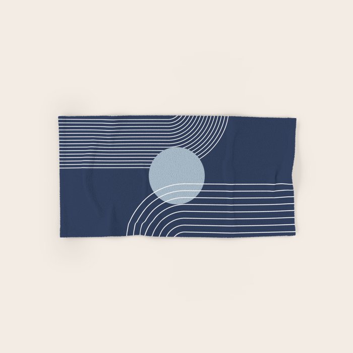 Geometric Lines in night Blue 10 (Rainbow and Sun Abstract) Bath Towel Gallery Image 1