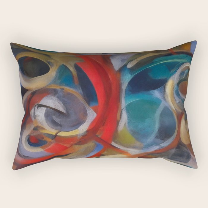 Abstract Cubist Art Storm inside my head by Emmanuel Signorino Rectangular Pillow Gallery Image 1