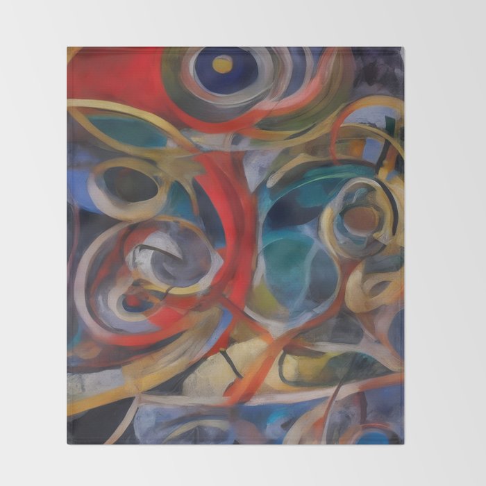 Abstract Cubist Art Storm inside my head by Emmanuel Signorino Throw Blanket Gallery Image 2