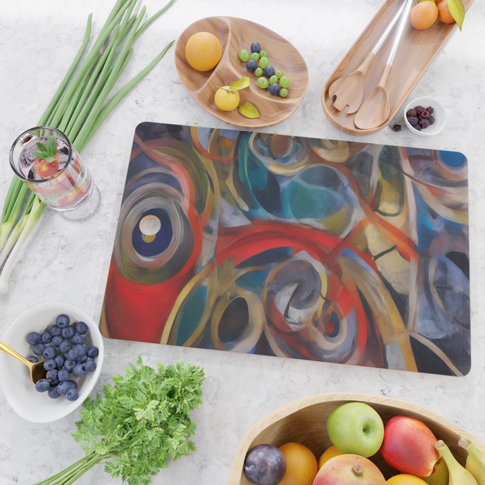 Abstract Cubist Art Storm inside my head by Emmanuel Signorino Cutting Board Gallery Image 2