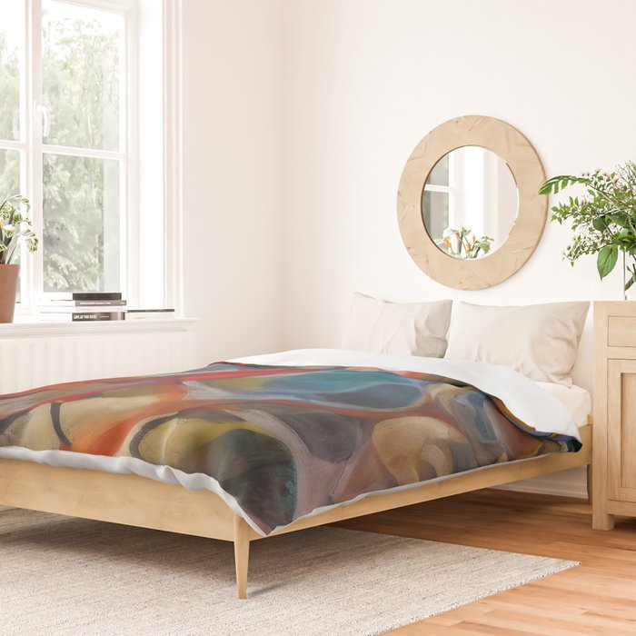 Abstract Cubist Art Storm inside my head by Emmanuel Signorino Duvet Cover Gallery Image 2