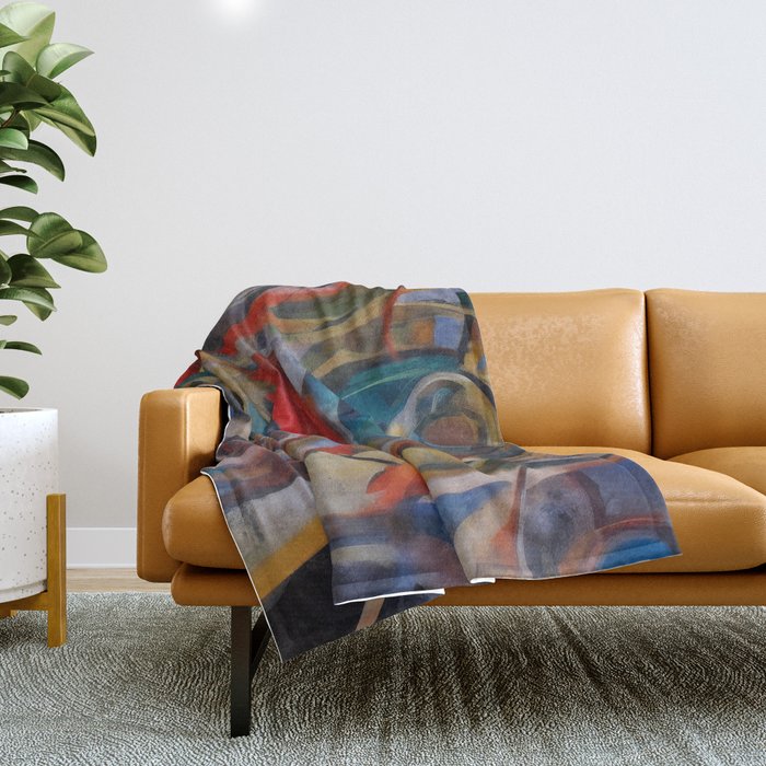 Abstract Cubist Art Storm inside my head by Emmanuel Signorino Throw Blanket Gallery Image 1