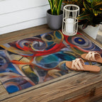 Abstract Cubist Art Storm inside my head by Emmanuel Signorino Outdoor Rug Gallery Image 2