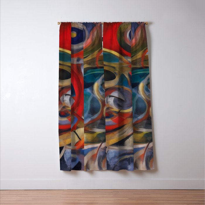 Abstract Cubist Art Storm inside my head by Emmanuel Signorino Window Curtain Gallery Image 3