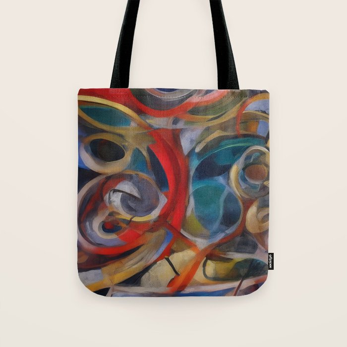 Abstract Cubist Art Storm inside my head by Emmanuel Signorino Tote Bag Gallery Image 1
