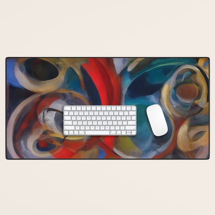 Abstract Cubist Art Storm inside my head by Emmanuel Signorino Desk Mat Gallery Image 1