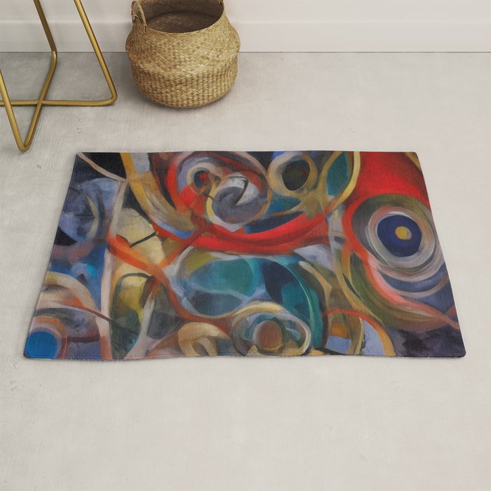 Abstract Cubist Art Storm inside my head by Emmanuel Signorino Rug Gallery Image 1