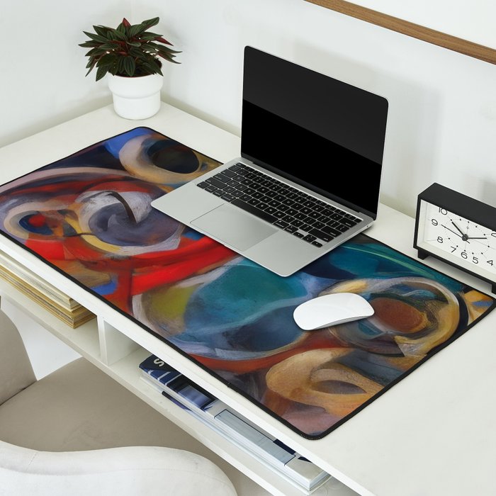 Abstract Cubist Art Storm inside my head by Emmanuel Signorino Desk Mat Gallery Image 2