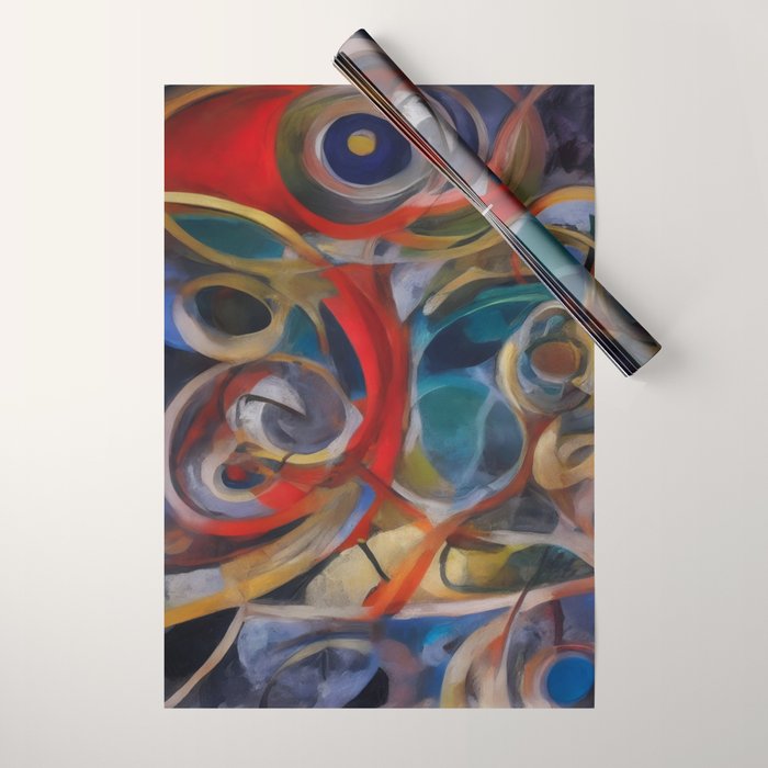 Abstract Cubist Art Storm inside my head by Emmanuel Signorino Wrapping Paper Gallery Image 1