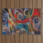 Abstract Cubist Art Storm inside my head by Emmanuel Signorino Outdoor Rug Gallery Image 1