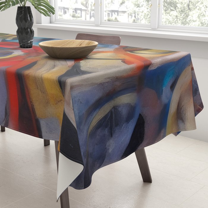 Abstract Cubist Art Storm inside my head by Emmanuel Signorino Tablecloth Gallery Image 3