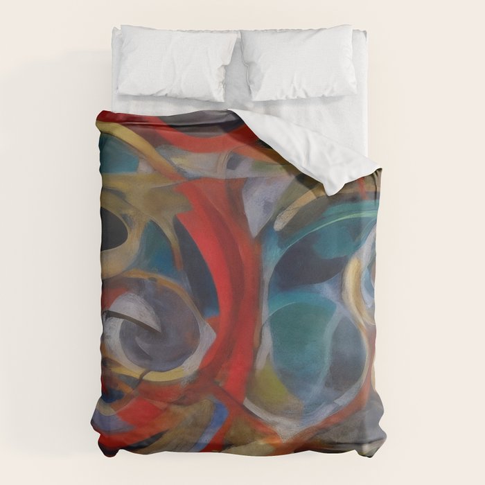 Abstract Cubist Art Storm inside my head by Emmanuel Signorino Duvet Cover Gallery Image 6