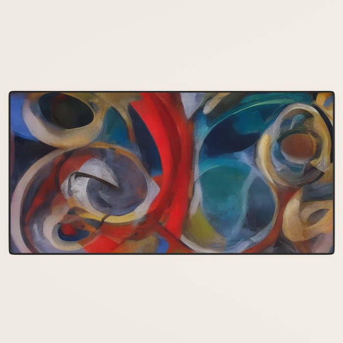 Abstract Cubist Art Storm inside my head by Emmanuel Signorino Desk Mat Gallery Image 3