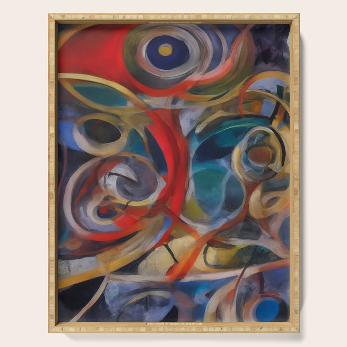 Abstract Cubist Art Storm inside my head by Emmanuel Signorino Serving Tray Gallery Image 1
