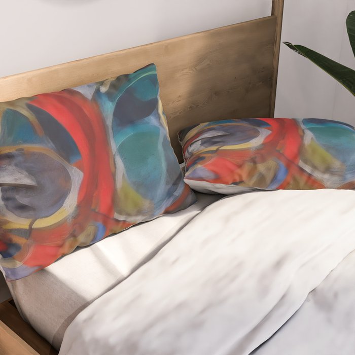 Abstract Cubist Art Storm inside my head by Emmanuel Signorino Pillow Sham Gallery Image 2