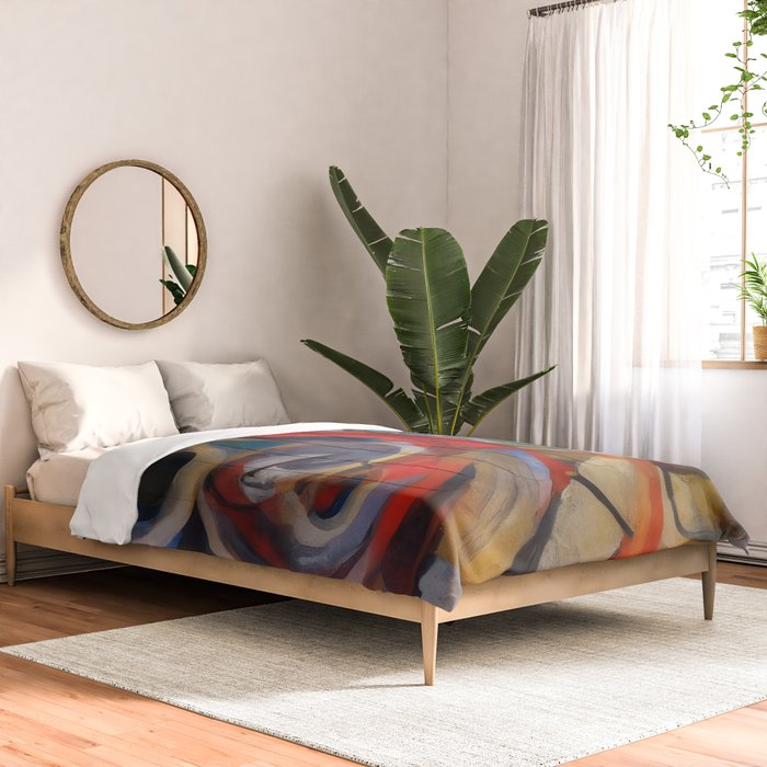 Abstract Cubist Art Storm inside my head by Emmanuel Signorino Comforter Gallery Image 2