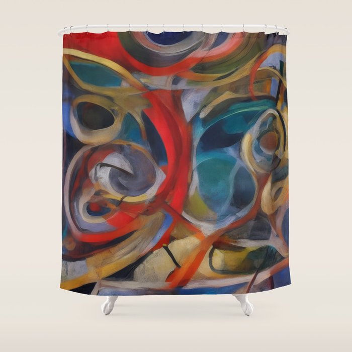 Abstract Cubist Art Storm inside my head by Emmanuel Signorino Shower Curtain Gallery Image 1