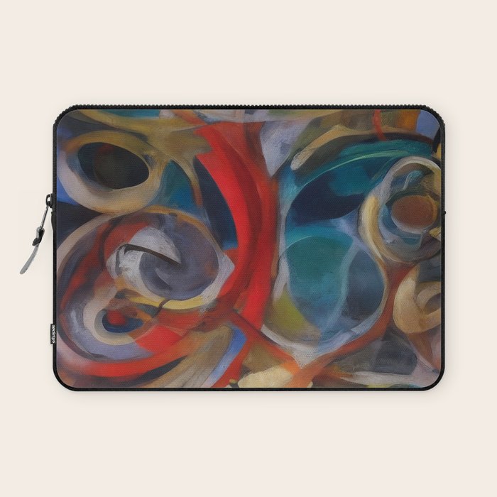 Abstract Cubist Art Storm inside my head by Emmanuel Signorino Laptop Sleeve Gallery Image 1