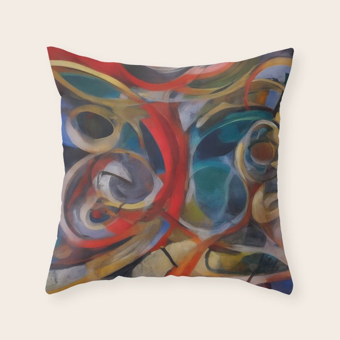 Abstract Cubist Art Storm inside my head by Emmanuel Signorino Throw Pillow Gallery Image 6