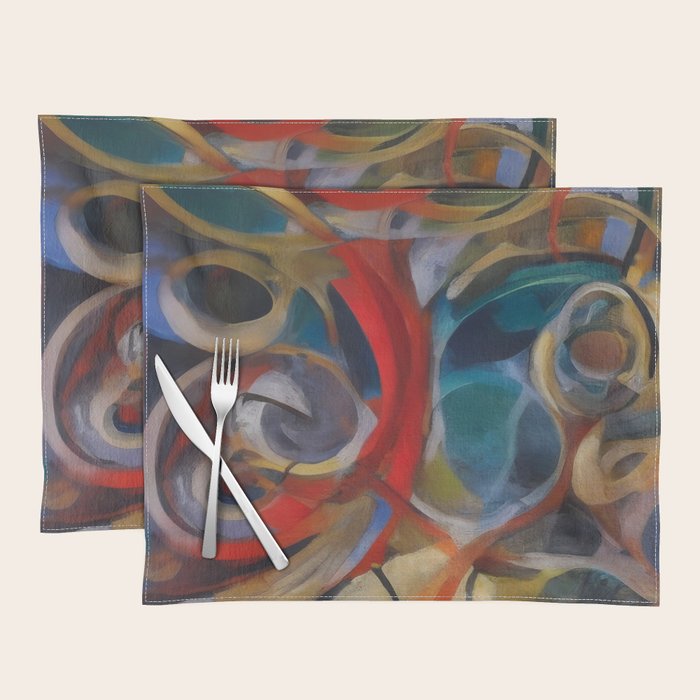 Abstract Cubist Art Storm inside my head by Emmanuel Signorino Placemat Gallery Image 1