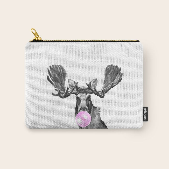 Bubble Gum Moose in Black and White Carry All Pouch Gallery Image 1