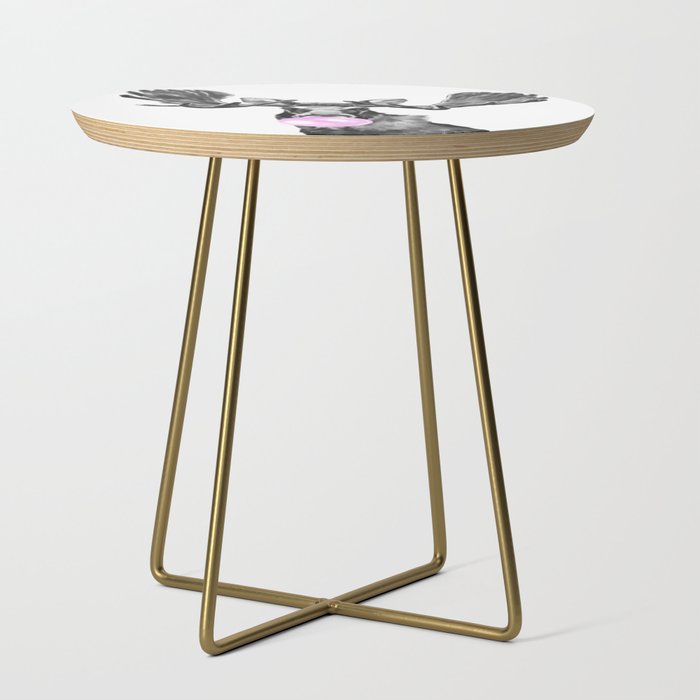 Bubble Gum Moose in Black and White Side Table Gallery Image 1