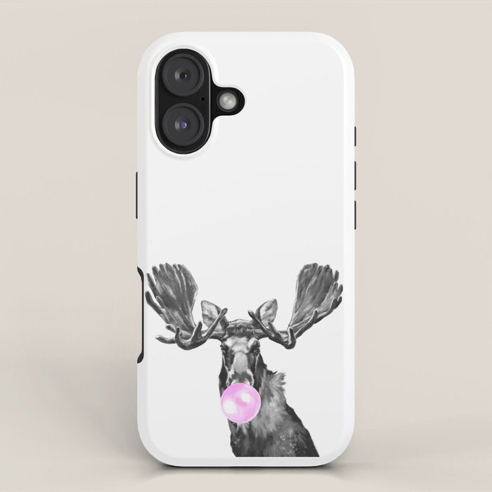 Bubble Gum Moose in Black and White iPhone Case Gallery Image 1