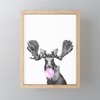 Bubble Gum Moose in Black and White Mini Art Print Gallery Image 1