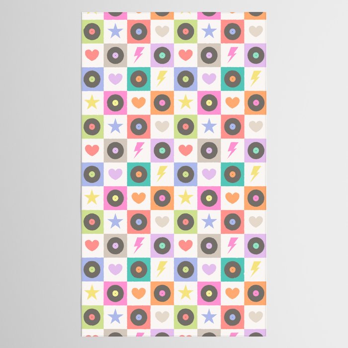 Colorful Checkerboard 80s - Pastel Colors Tablecloth Gallery Image 2