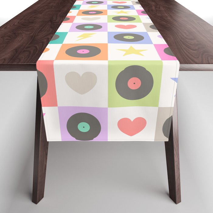 Colorful Checkerboard 80s - Pastel Colors Table Runner Gallery Image 1