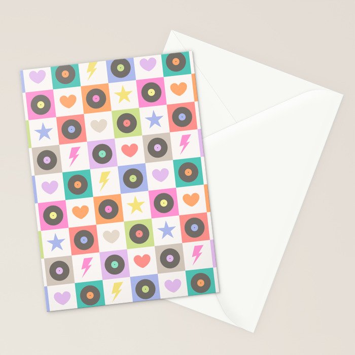 Colorful Checkerboard 80s - Pastel Colors Stationery Card Gallery Image 2