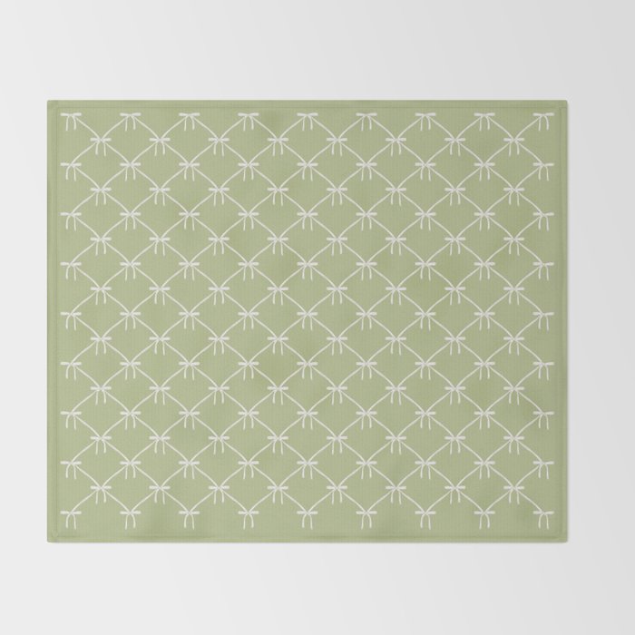 Bows & Ribbons Pattern XXIV Pastel Green Throw Blanket Gallery Image 2