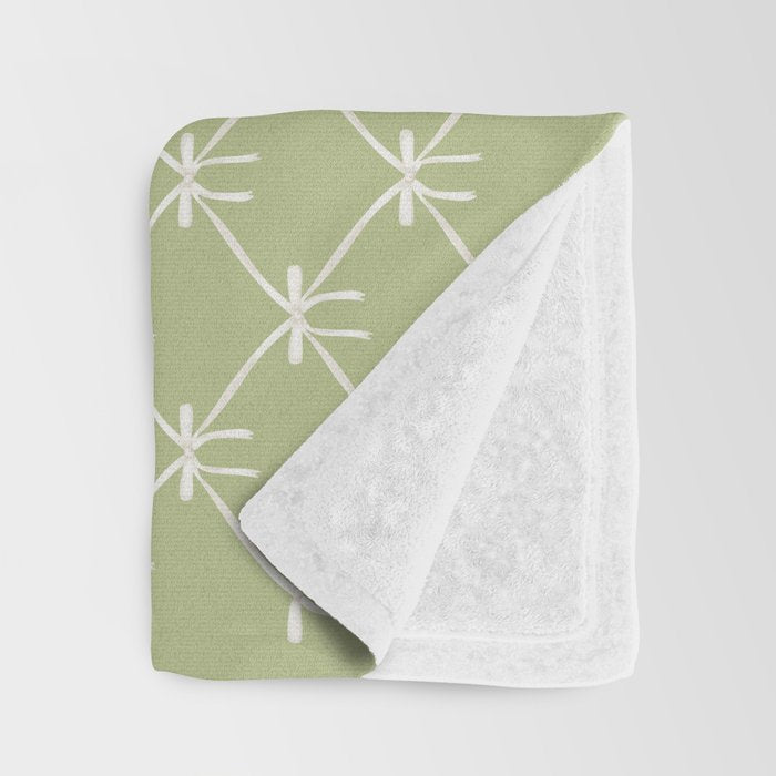 Bows & Ribbons Pattern XXIV Pastel Green Throw Blanket Gallery Image 3