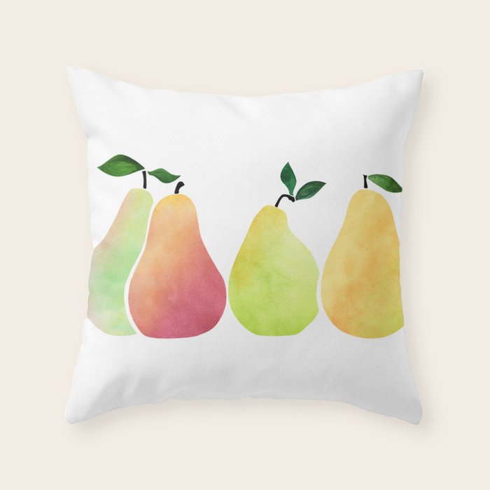 Watercolor Pears / Fruit Illustration Throw Pillow Gallery Image 6