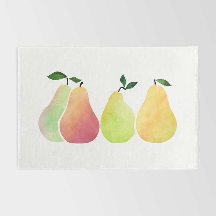 Watercolor Pears / Fruit Illustration Rug Gallery Image 2
