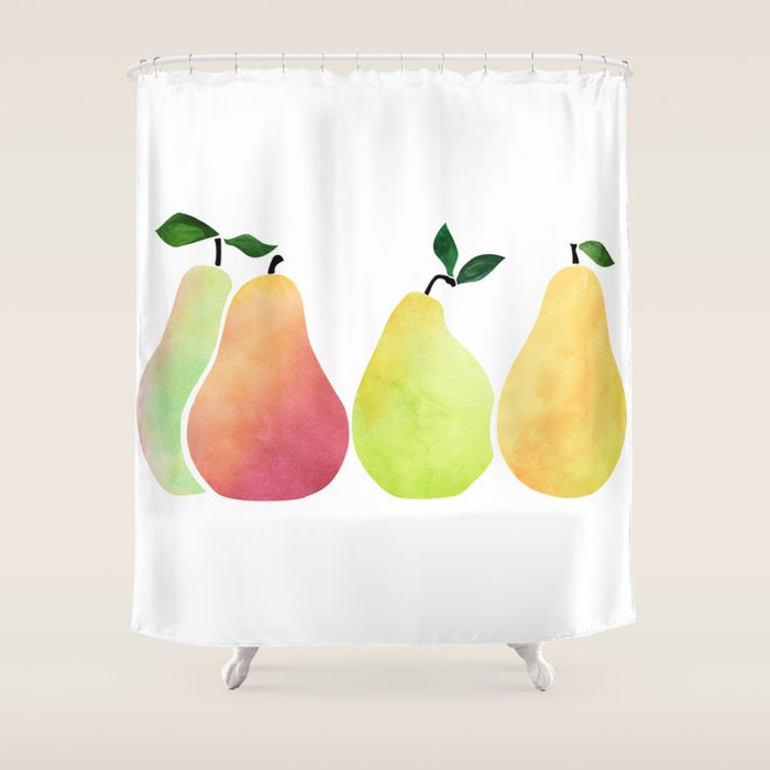 Watercolor Pears / Fruit Illustration Shower Curtain Gallery Image 1