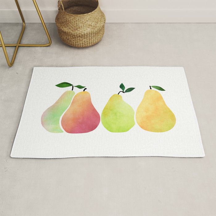 Watercolor Pears / Fruit Illustration Rug Gallery Image 1