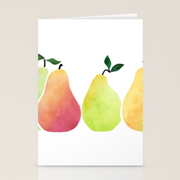 Watercolor Pears / Fruit Illustration Stationery Card Gallery Image 1
