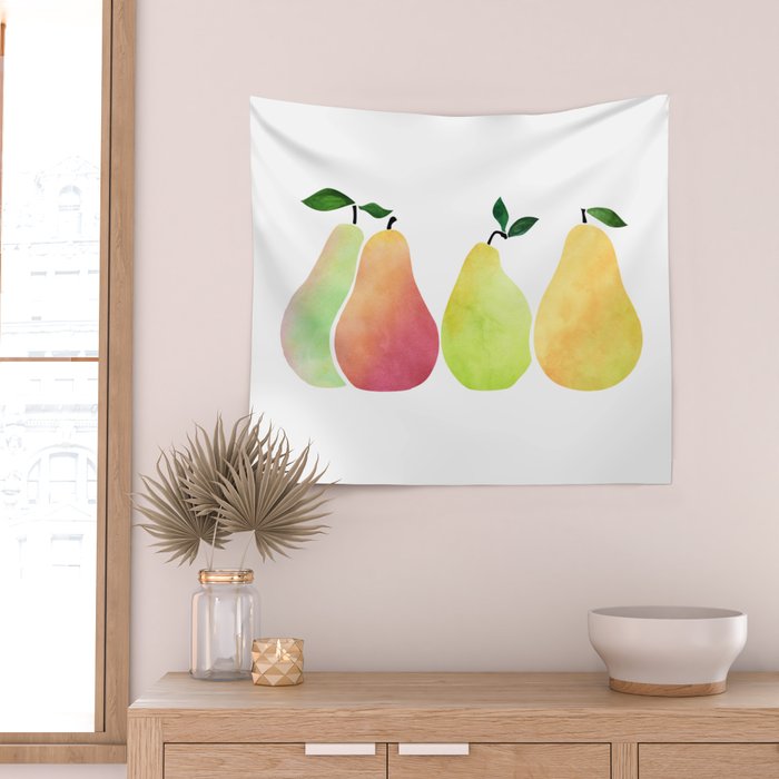 Watercolor Pears / Fruit Illustration Wall Tapestry Gallery Image 2