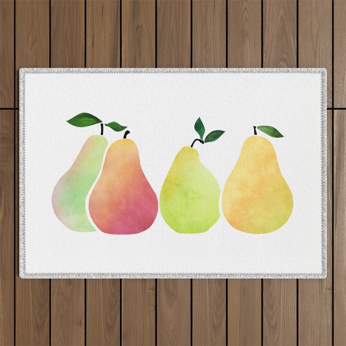 Watercolor Pears / Fruit Illustration Outdoor Rug Gallery Image 1