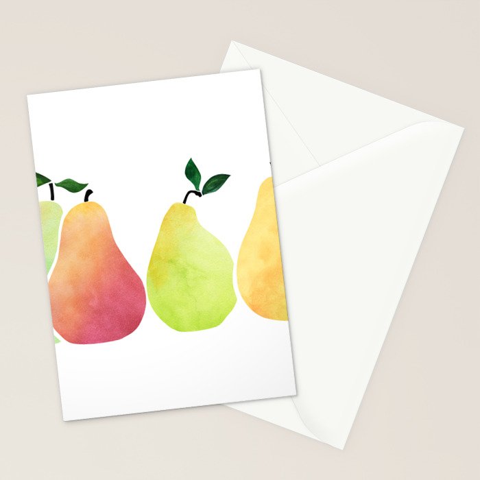 Watercolor Pears / Fruit Illustration Stationery Card Gallery Image 2